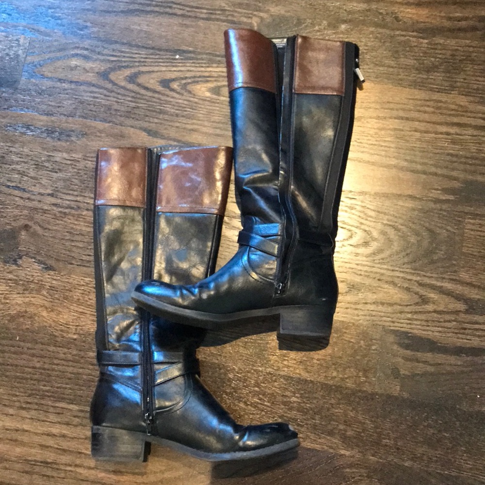 Tall faux leather boots
